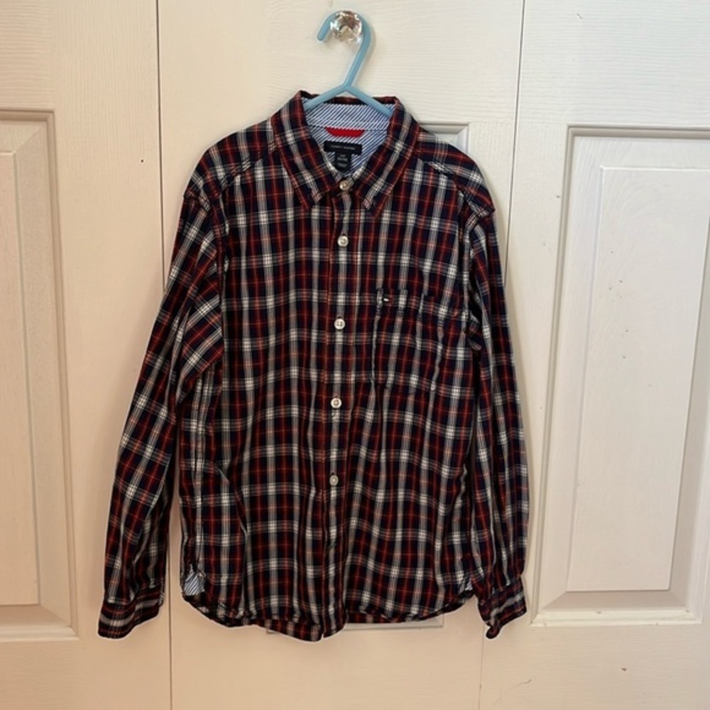 Tommy Hilfiger Blue Red Cotton Check Shirt